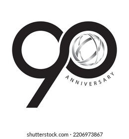 90 years anniversary infinity, design concept logo vector.