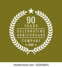 90 years Anniversary Label, Sticker or Badge on Background. Vector - illustration