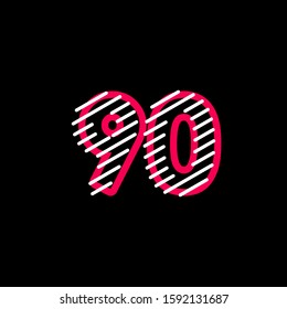 90 years Anniversary Line Design Logo Vector Template Illustration