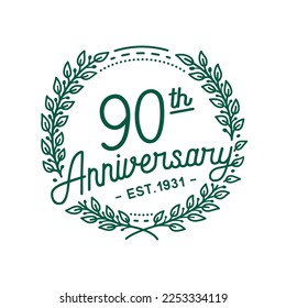 90 years anniversary logo collection. 90th years anniversary celebration hand drawn logotype. Vector and illustration.