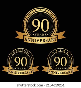 90 Jahre Jubiläum Logo-Kollektionen. Set mit dem 90. Jubiläum-Logo. Vektorgrafik und Illustration.