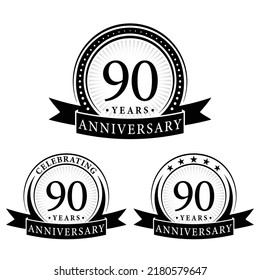 90 years anniversary logo collections. Set of 90th Anniversary logotype template. Vector and illustration.