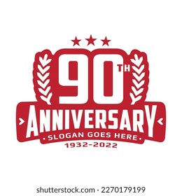 90 years anniversary logo design template. 90th anniversary celebration logotype. Vector and illustration.