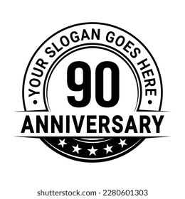 90 years anniversary logo design template. 90th anniversary celebrating logotype. Vector and illustration.