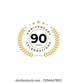 90 years Anniversary logo design concept. Birthday celebrations template.