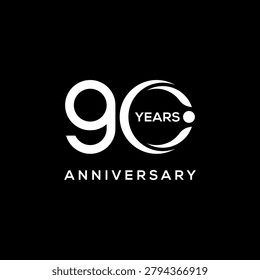 90 Years Anniversary logo design. 90 years celebrating birthday logo design