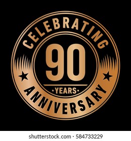 90 years anniversary logo template. Vector and illustration.