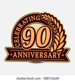 90 years anniversary logo template. Vector and illustration.