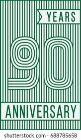 90 years anniversary logo. Vector and illustration. Line art anniversary design template.