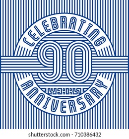 90 years anniversary logo. Vector and illustration. Line art anniversary design template.