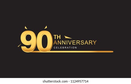 90 years anniversary logotype with single line golden and golden confetti for anniversary celebration
