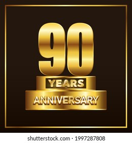 90 years anniversary logotype trophy. Gold anniversary celebration emblem design for booklet, pamphlet, magazine, brochure, poster, web, invitation or greeting card. Vector illustration
