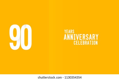 90 Years Anniversary logotype with white flat colored font  for company celebration event, birthday