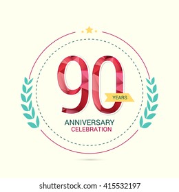 90 años con bajo diseño polaco y adornos de laurel