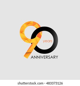 90 Years Anniversary with Low Poly Design, colored with geometric style