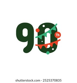 90 Years Anniversary Number Fun Design Vector Template Illustration