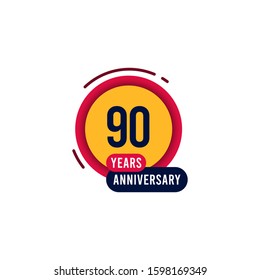 90 Years Anniversary orange yellow Vector Template Design Illustration
