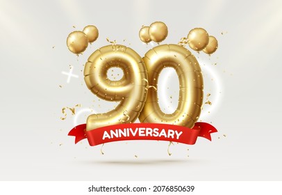 90 years anniversary of the person's birthday, balloons in the form of numbers of the year. Vector illustration