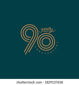 90 years anniversary pictogram vector icon, 90th year birthday logo label.