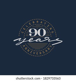 90 years anniversary pictogram vector icon, 90th year birthday logo label.