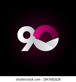 90 Years Anniversary Purple White Celebration Vector Template Design Illustration