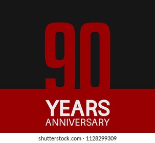 90 years anniversary simple design red number on black background for celebration template