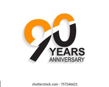 90 years anniversary simple design with white slash in orange and black number for celebration event