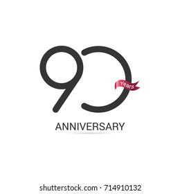 90 Years  Anniversary Simple Logo Celebration Isolated on White Background