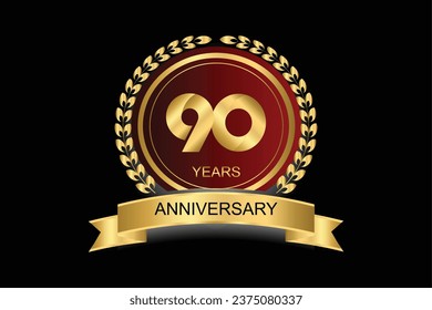 90 years anniversary vector icon, logo. Design element with modern graphic style.