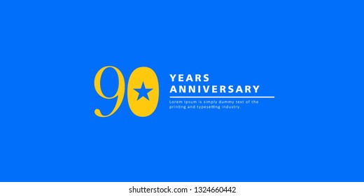 90 Years Anniversary Vector Template Design Illustration.