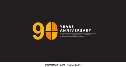 90 Years Anniversary Vector Template Design Illustration.