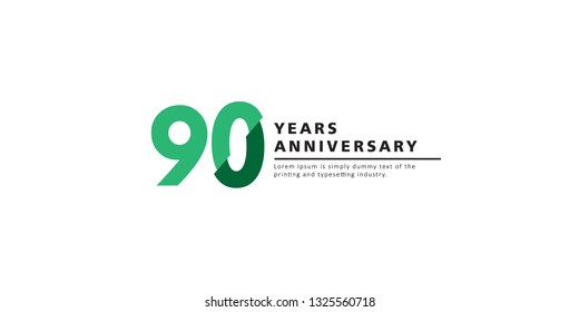 90 Years Anniversary Vector Template Design Illustration.
