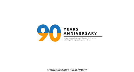 90 Years Anniversary Vector Template Design Illustration.