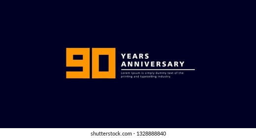90 Years Anniversary Vector Template Design Illustration.