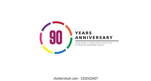 90 Years Anniversary Vector Template Design Illustration.