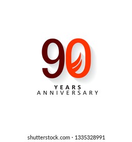 90 Years Anniversary Vector Template Design Illustration, flat design with shadows