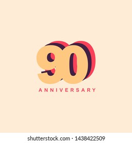 90 Years Anniversary Vector Template Design Illustration