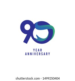 90 Years Anniversary Vector Template Design Illustration