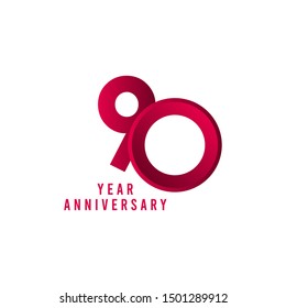 90 Years Anniversary Vector Template Design Illustration