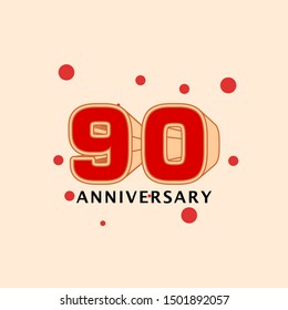 90 Years Anniversary Vector Template Design Illustration