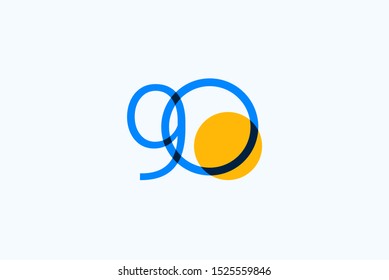 90 years anniversary vector template. Design for celebration, greeting cards or print.