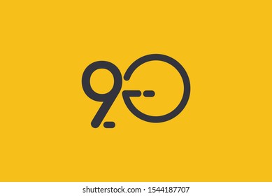 90 years anniversary vector template. Design for celebration, greeting cards or print.