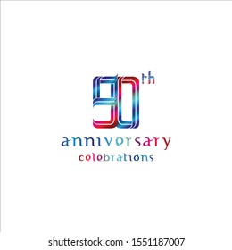 90 years anniversary vector template. Design for celebration, greeting cards or print.