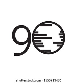 90 Years Anniversary Vector Template Design Illustration