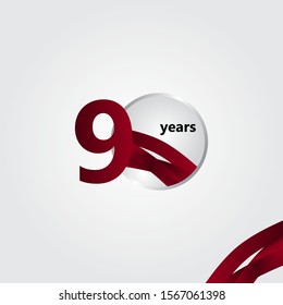 90 Years Anniversary Vector Template Design Illustration