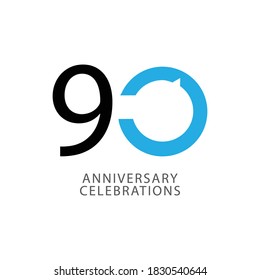 90 years anniversary vector template.
