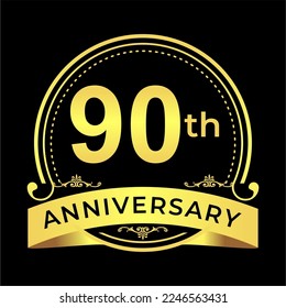 90 Years Annyversary Celebration. Vector Illustration.