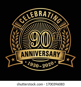90 years of celebrations design template. 90th logo. Vector and illustrations.