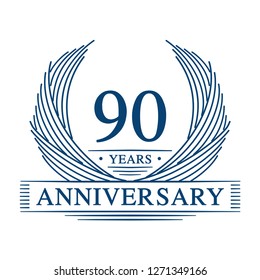 90 years design template. 90th anniversary. Vector and illustration.