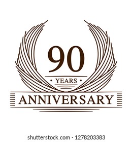 90 years design template. 90th anniversary. Vector and illustration.